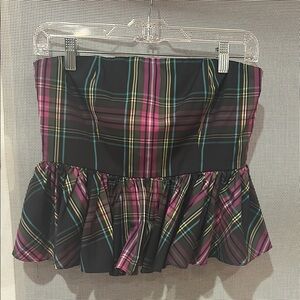 J. Crew Pink and Black Bubble Crop Top